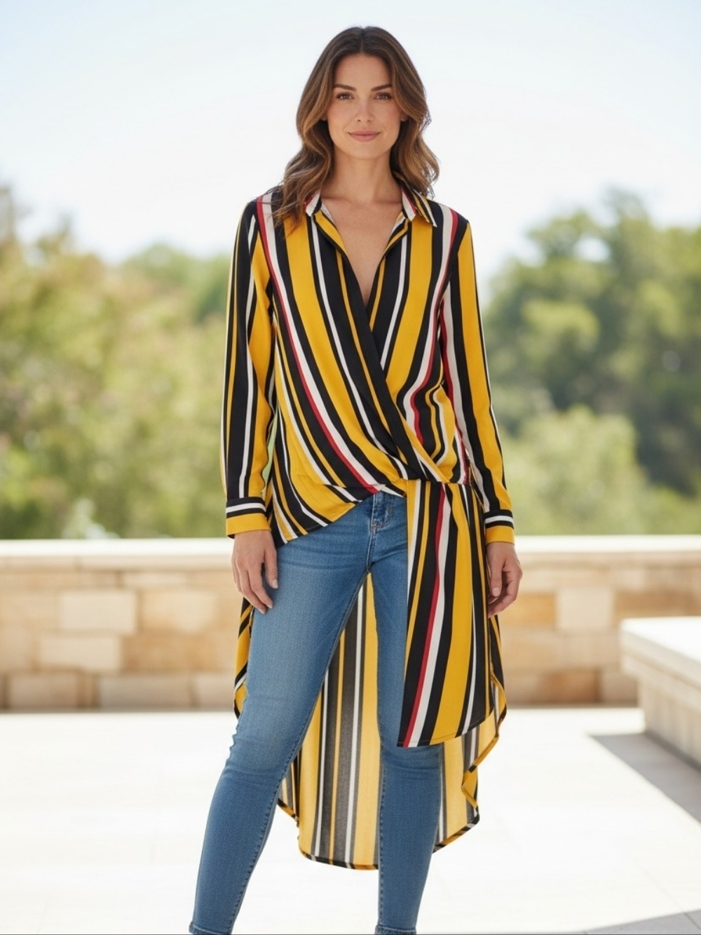Truth Stripped Long Sleeve Shirt w/Tail